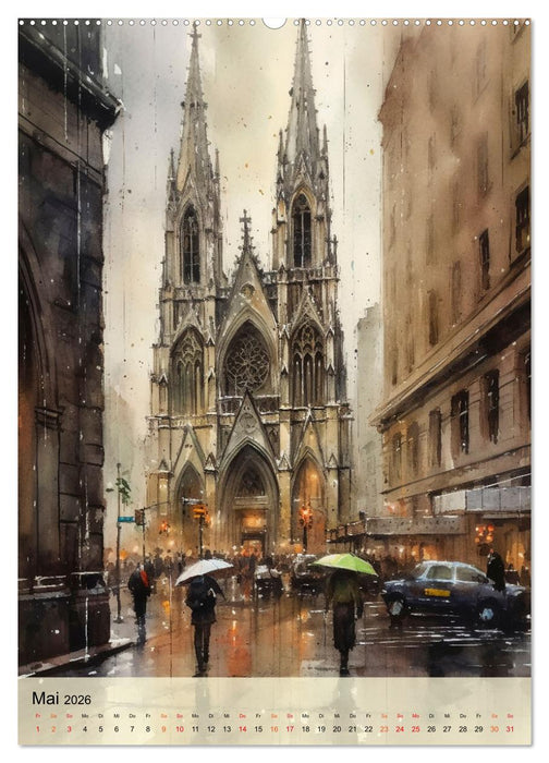 New York - ein Regentag (CALVENDO Wandkalender 2026)