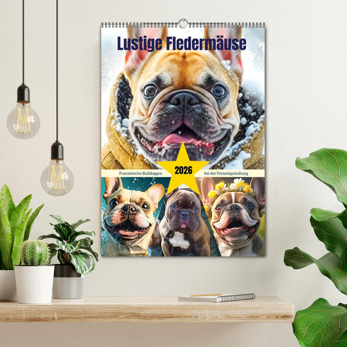 Lustige Fledermäuse. Französische Bulldoggen bei der Freizeitgestaltung (CALVENDO Wandkalender 2026)