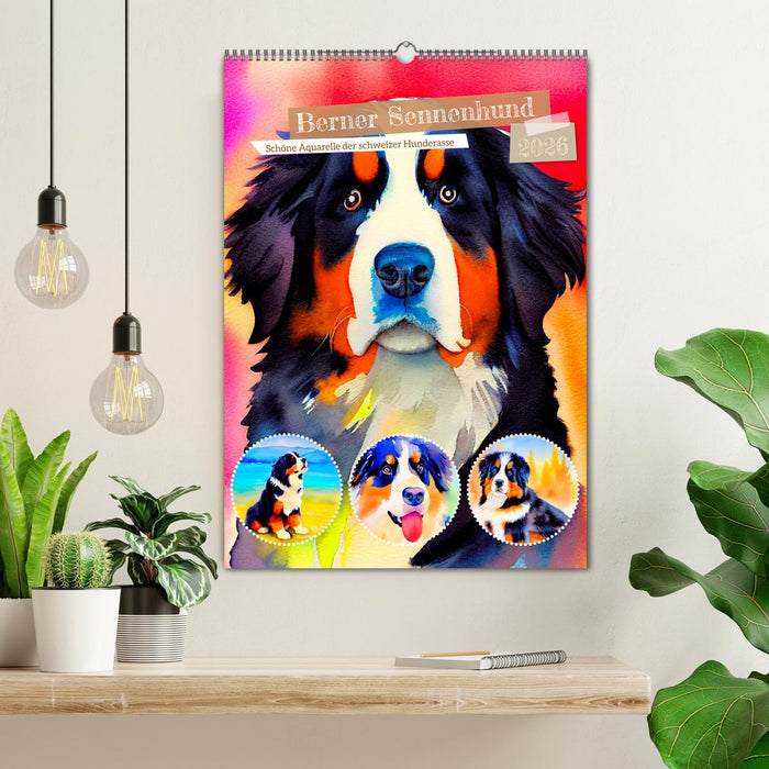 Berner Sennenhund 2026. Schöne Aquarelle der schweizer Hunderasse (CALVENDO Wandkalender 2026)