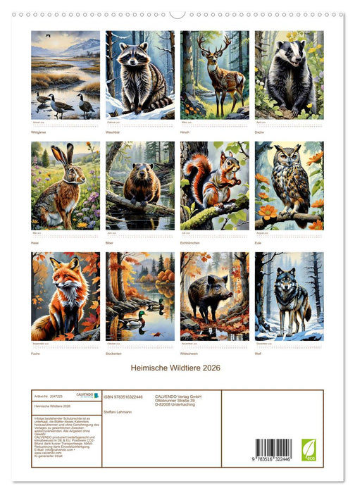 Heimische Wildtiere 2026 (CALVENDO Premium Wandkalender 2026)