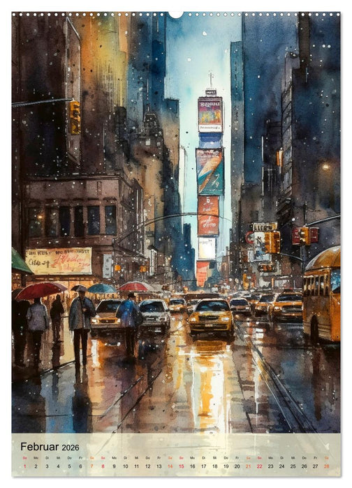 New York - ein Regentag (CALVENDO Premium Wandkalender 2026)