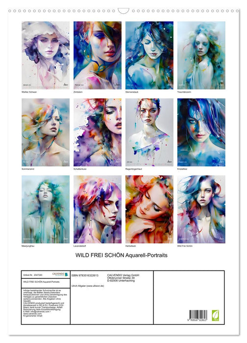 WILD FREI SCHÖN Aquarell-Portraits (CALVENDO Wandkalender 2026)