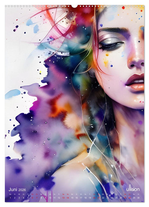 WILD FREI SCHÖN Aquarell-Portraits (CALVENDO Wandkalender 2026)