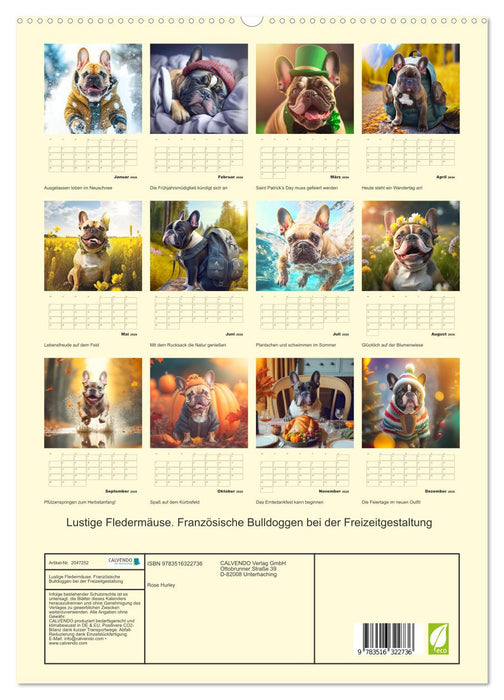 Lustige Fledermäuse. Französische Bulldoggen bei der Freizeitgestaltung (CALVENDO Premium Wandkalender 2026)