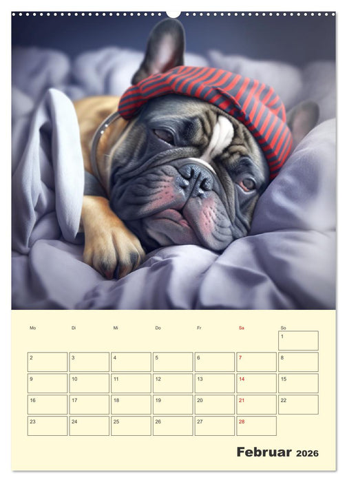 Lustige Fledermäuse. Französische Bulldoggen bei der Freizeitgestaltung (CALVENDO Premium Wandkalender 2026)
