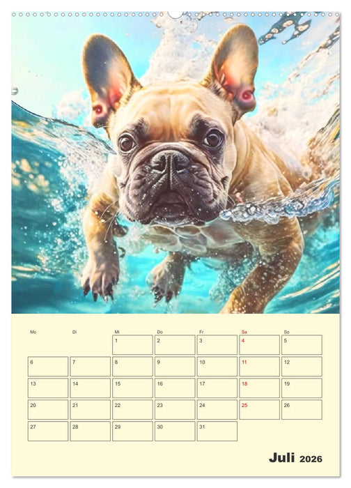 Lustige Fledermäuse. Französische Bulldoggen bei der Freizeitgestaltung (CALVENDO Premium Wandkalender 2026)