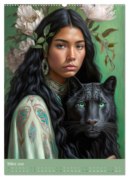 Raubkatzen mit Ornamenten indischer Art (CALVENDO Wandkalender 2026)