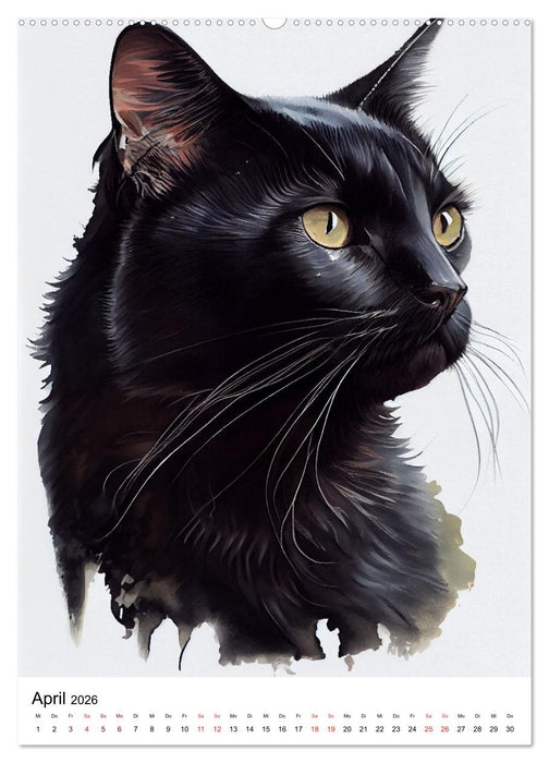 Katzen wie gemalt (CALVENDO Premium Wandkalender 2026)