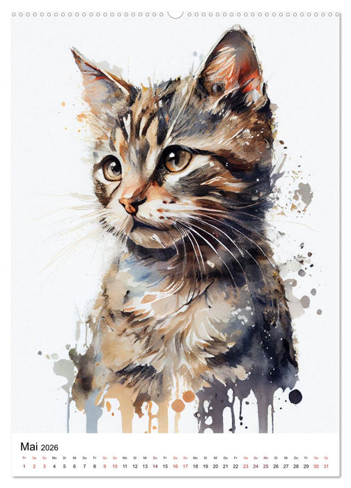 Katzen wie gemalt (CALVENDO Premium Wandkalender 2026)
