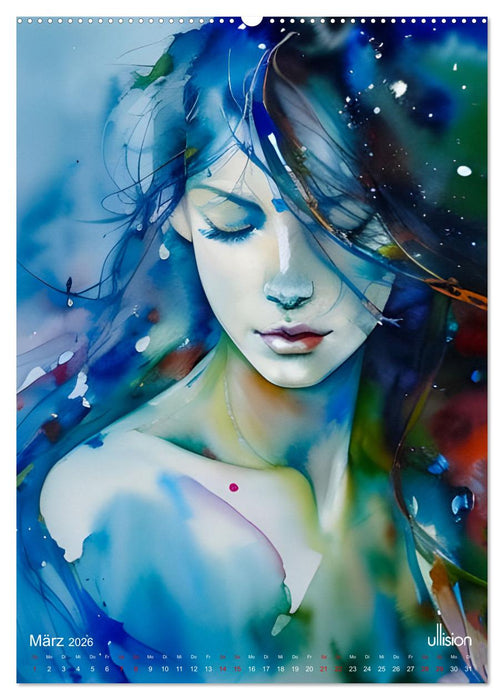 WILD FREI SCHÖN Aquarell-Portraits (CALVENDO Premium Wandkalender 2026)
