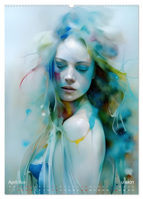 WILD FREI SCHÖN Aquarell-Portraits (CALVENDO Premium Wandkalender 2026)