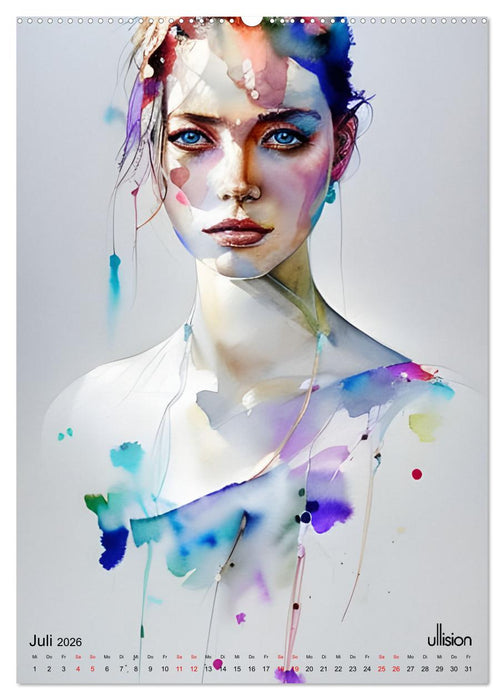 WILD FREI SCHÖN Aquarell-Portraits (CALVENDO Premium Wandkalender 2026)