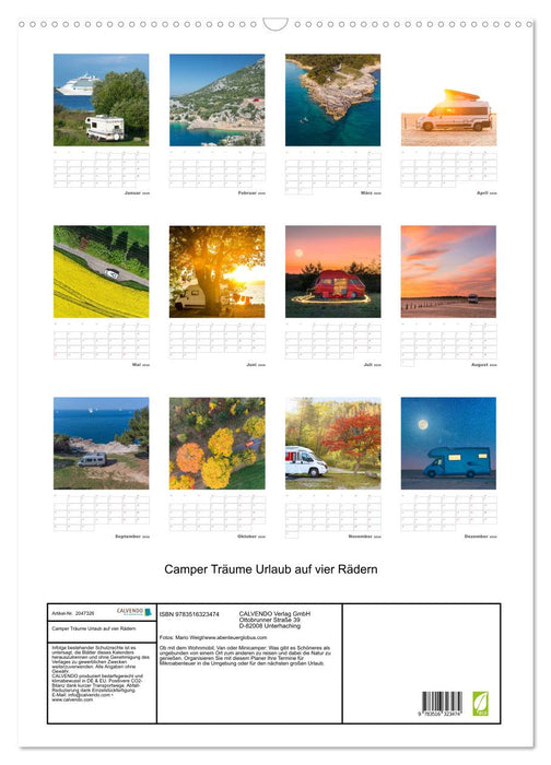 Camper Träume Urlaub auf vier Rädern (CALVENDO Wandkalender 2026)