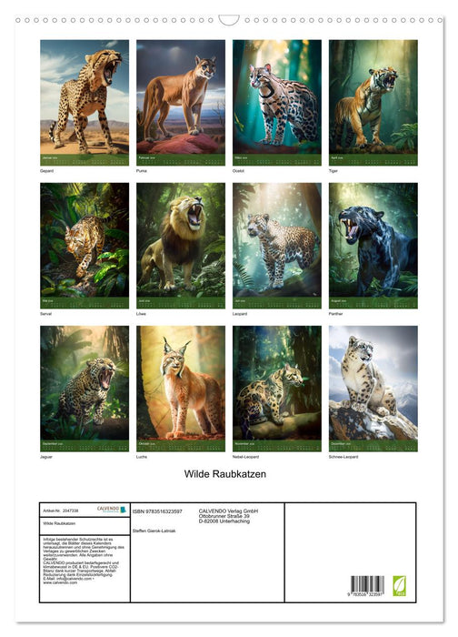 Wilde Raubkatzen (CALVENDO Wandkalender 2026)