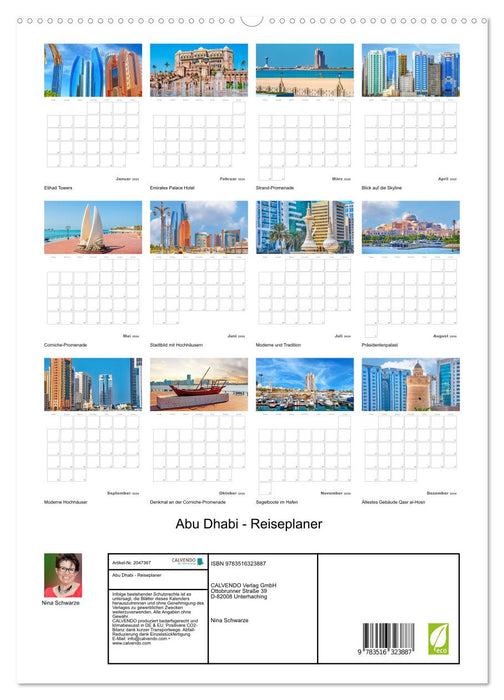 Abu Dhabi - Reiseplaner (CALVENDO Premium Wandkalender 2026)