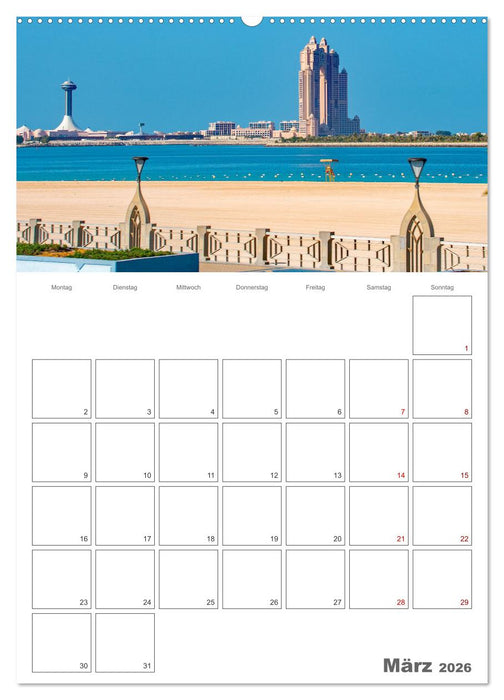Abu Dhabi - Reiseplaner (CALVENDO Premium Wandkalender 2026)