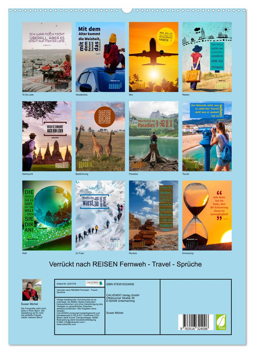 Verrückt nach REISEN Fernweh - Travel - Sprüche (CALVENDO Premium Wandkalender 2026)