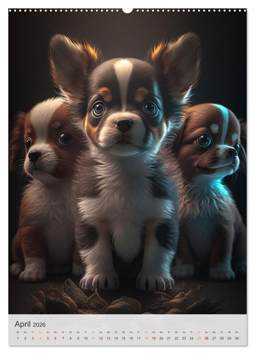 Zauberhafte Hundebabys (CALVENDO Premium Wandkalender 2026)