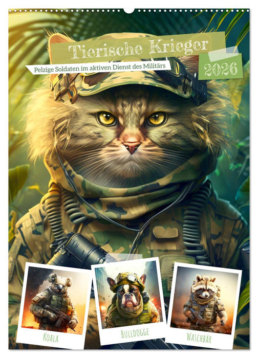 Tierische Krieger. Pelzige Soldaten im aktiven Dienst des Militärs (CALVENDO Wandkalender 2026)