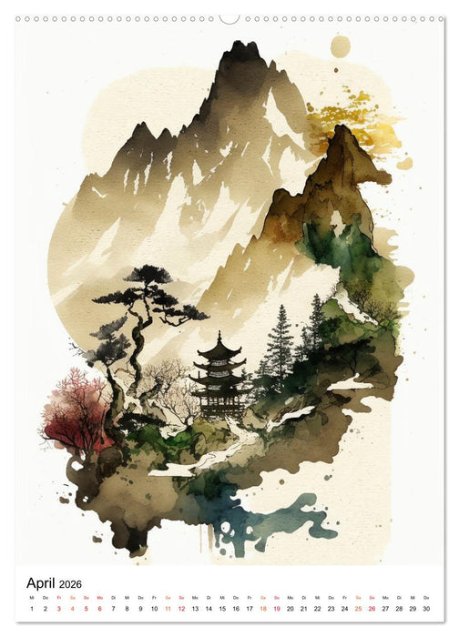 China - Aquarellmalerei (CALVENDO Premium Wandkalender 2026)