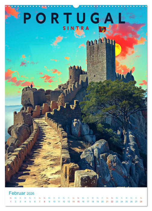 Portugal - Old School Poster Style (CALVENDO Premium Wandkalender 2026)