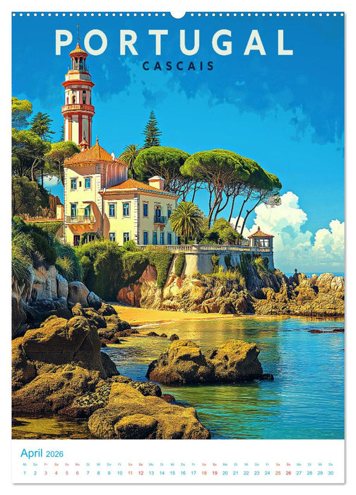 Portugal - Old School Poster Style (CALVENDO Premium Wandkalender 2026)