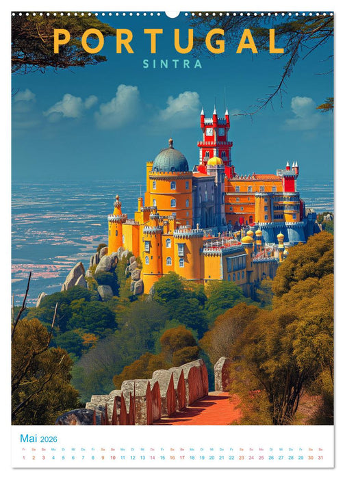 Portugal - Old School Poster Style (CALVENDO Premium Wandkalender 2026)