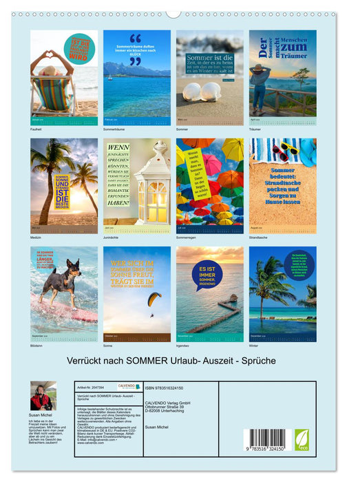 Verrückt nach SOMMER Urlaub- Auszeit - Sprüche (CALVENDO Premium Wandkalender 2026)