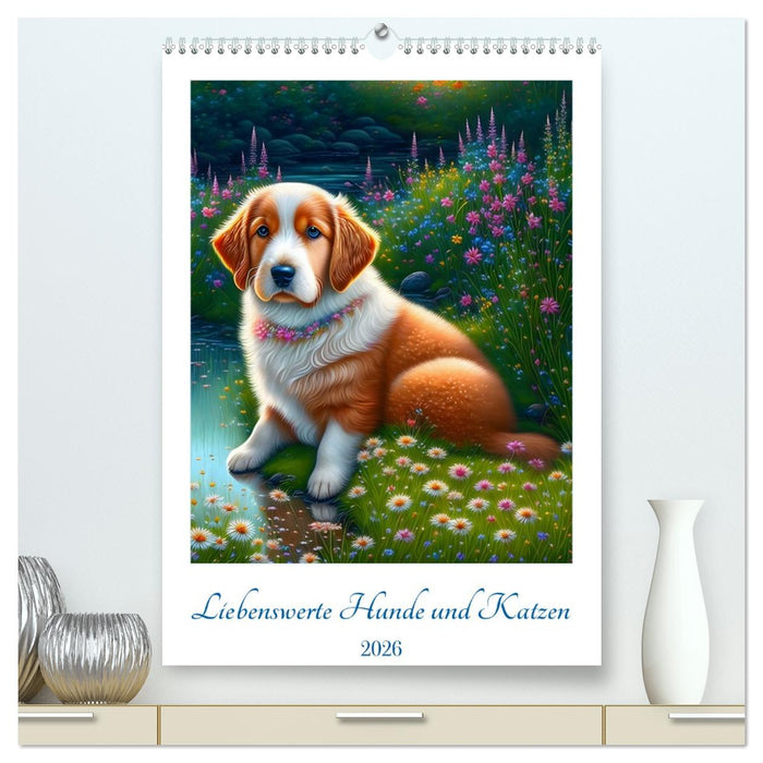 Liebenswerte Hunde und Katzen (CALVENDO Premium Wandkalender 2026)