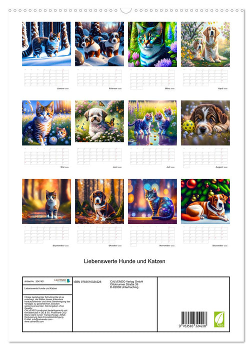 Liebenswerte Hunde und Katzen (CALVENDO Premium Wandkalender 2026)