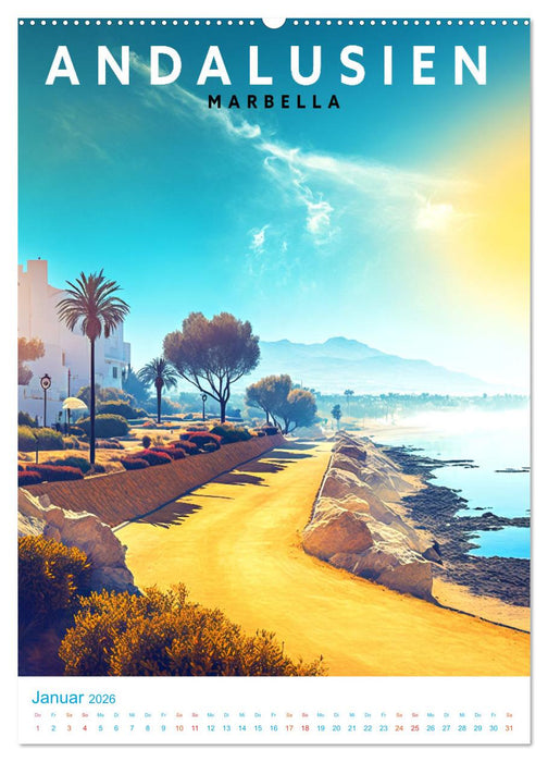 Andalusien - Old School Poster Style (CALVENDO Wandkalender 2026)