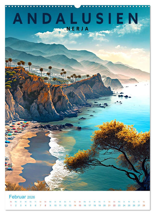 Andalusien - Old School Poster Style (CALVENDO Wandkalender 2026)