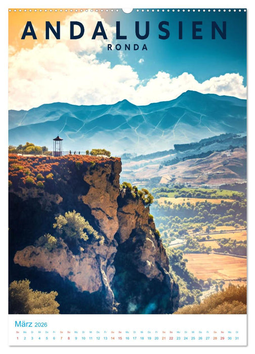 Andalusien - Old School Poster Style (CALVENDO Wandkalender 2026)
