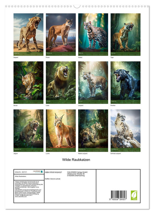 Wilde Raubkatzen (CALVENDO Premium Wandkalender 2026)