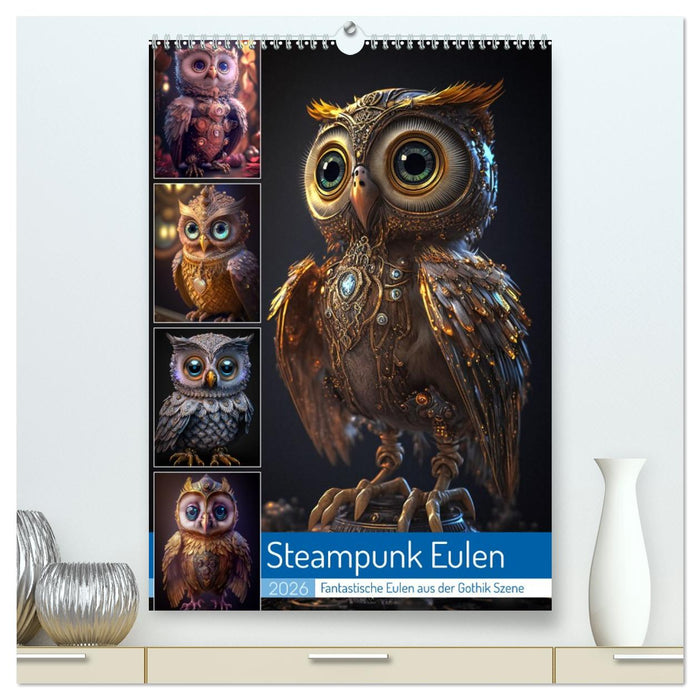 Steampunk Eulen (CALVENDO Premium Wandkalender 2026)