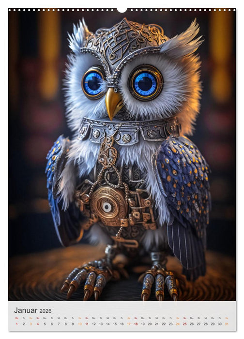 Steampunk Eulen (CALVENDO Premium Wandkalender 2026)