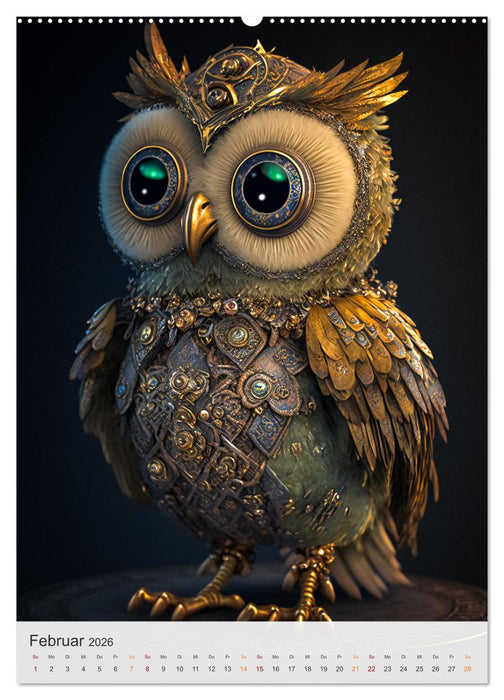 Steampunk Eulen (CALVENDO Premium Wandkalender 2026)