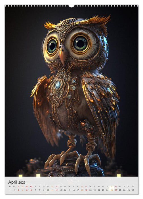 Steampunk Eulen (CALVENDO Premium Wandkalender 2026)