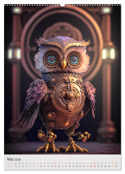 Steampunk Eulen (CALVENDO Premium Wandkalender 2026)