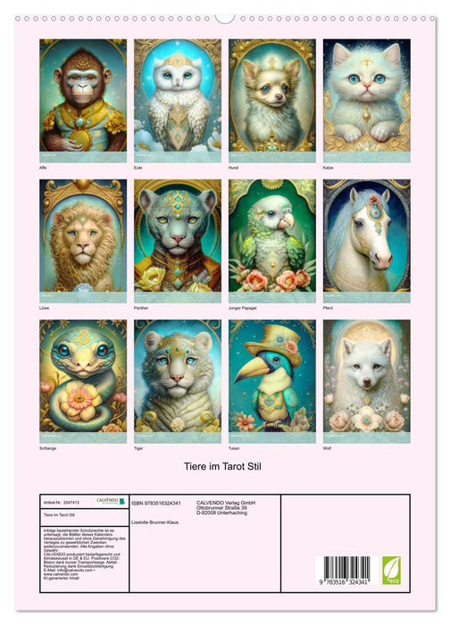 Tiere im Tarot Stil (CALVENDO Premium Wandkalender 2026)