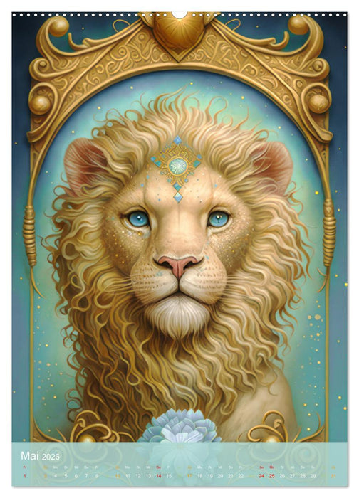 Tiere im Tarot Stil (CALVENDO Premium Wandkalender 2026)