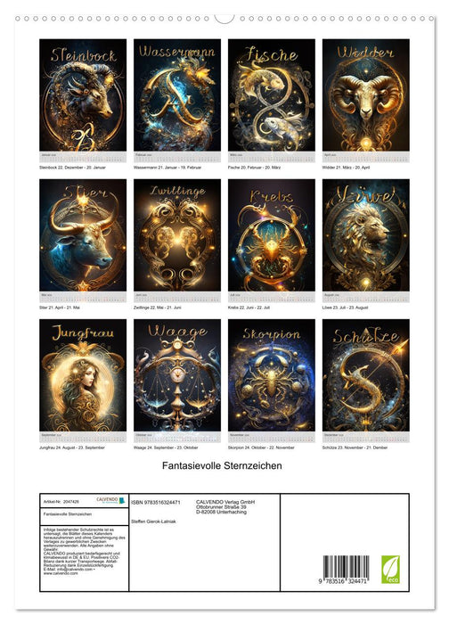 Fantasievolle Sternzeichen (CALVENDO Premium Wandkalender 2026)