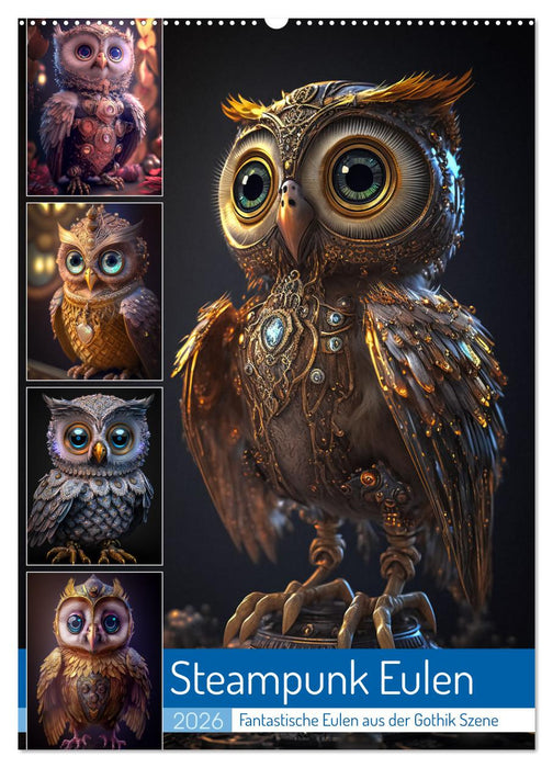 Steampunk Eulen (CALVENDO Wandkalender 2026)