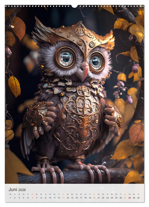 Steampunk Eulen (CALVENDO Wandkalender 2026)