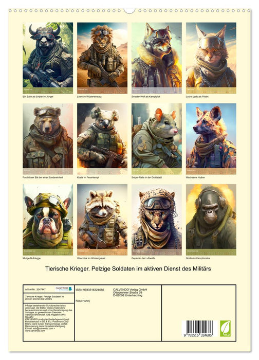 Tierische Krieger. Pelzige Soldaten im aktiven Dienst des Militärs (CALVENDO Premium Wandkalender 2026)
