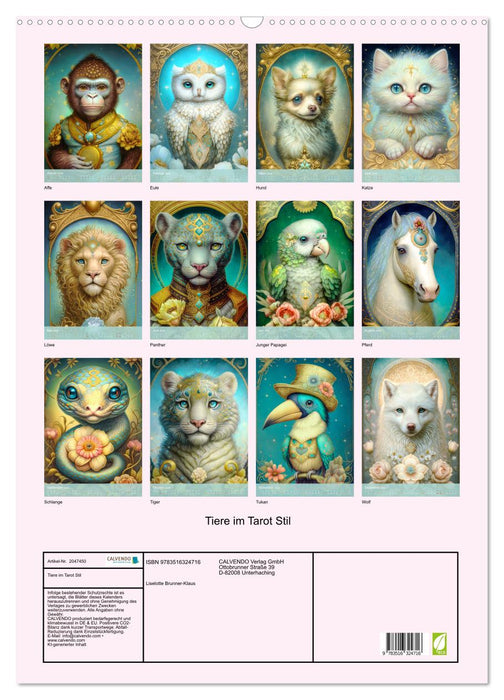 Tiere im Tarot Stil (CALVENDO Wandkalender 2026)