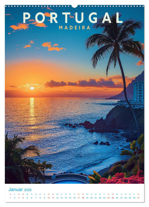 Portugal - Old School Poster Style (CALVENDO Wandkalender 2026)