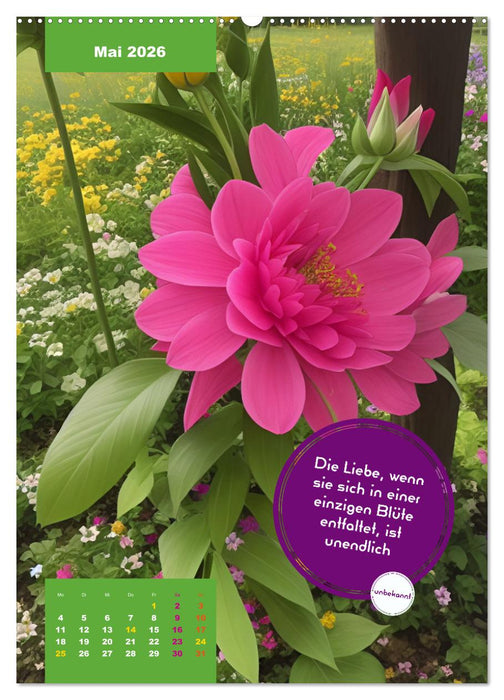 Verrückt nach BLUMEN Artwork - Farben - Zitate (CALVENDO Premium Wandkalender 2026)