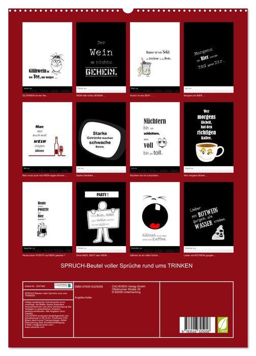 SPRUCH-Beutel voller Sprüche rund ums TRINKEN (CALVENDO Premium Wandkalender 2026)