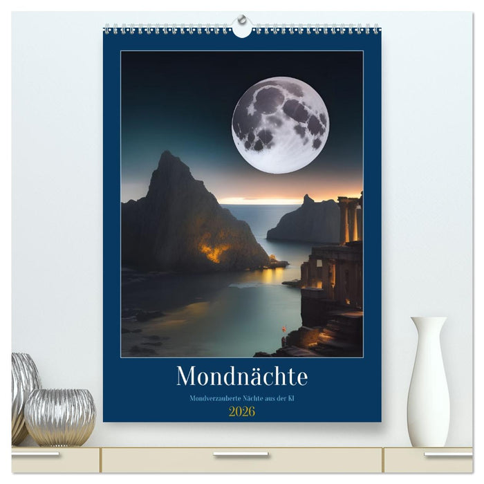 Mondnächte- Mondverzauberte Nächte aus der KI (CALVENDO Premium Wandkalender 2026)